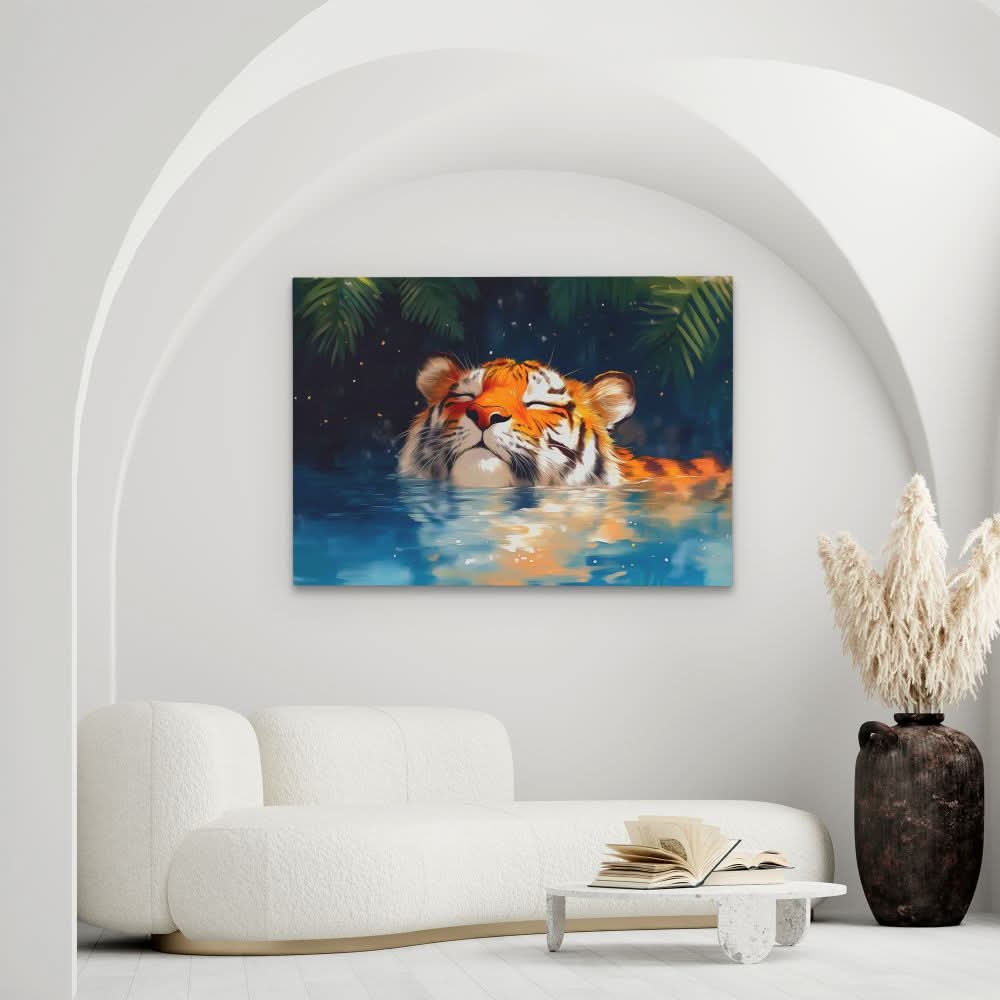 Tiger with Closed Eyes - Large Canvas Print