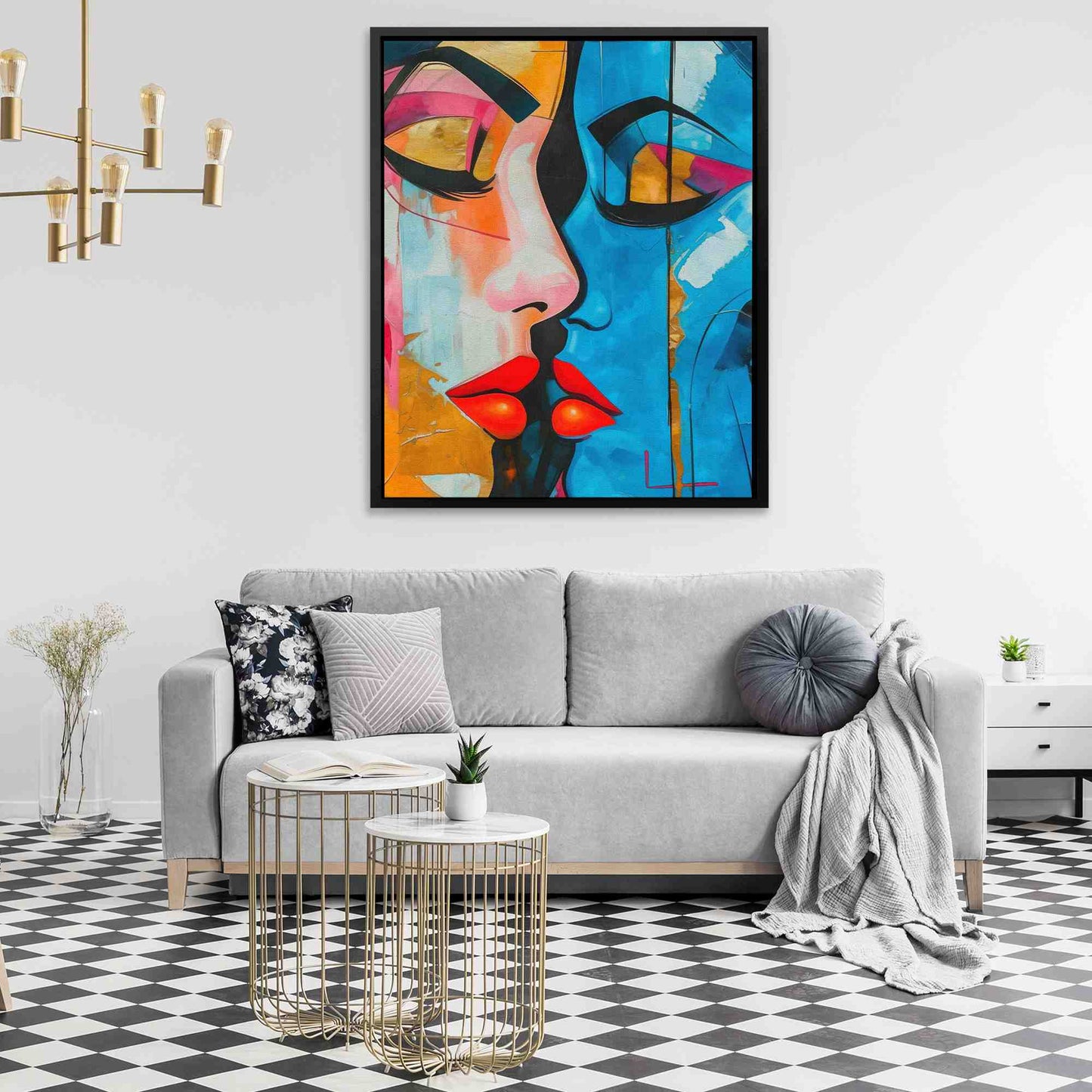 Timeless Love - Pop Art Blue Canvas Wall Art