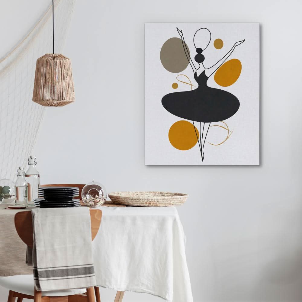 Tiny little Dancer - Black Gold and White Art for Hallway