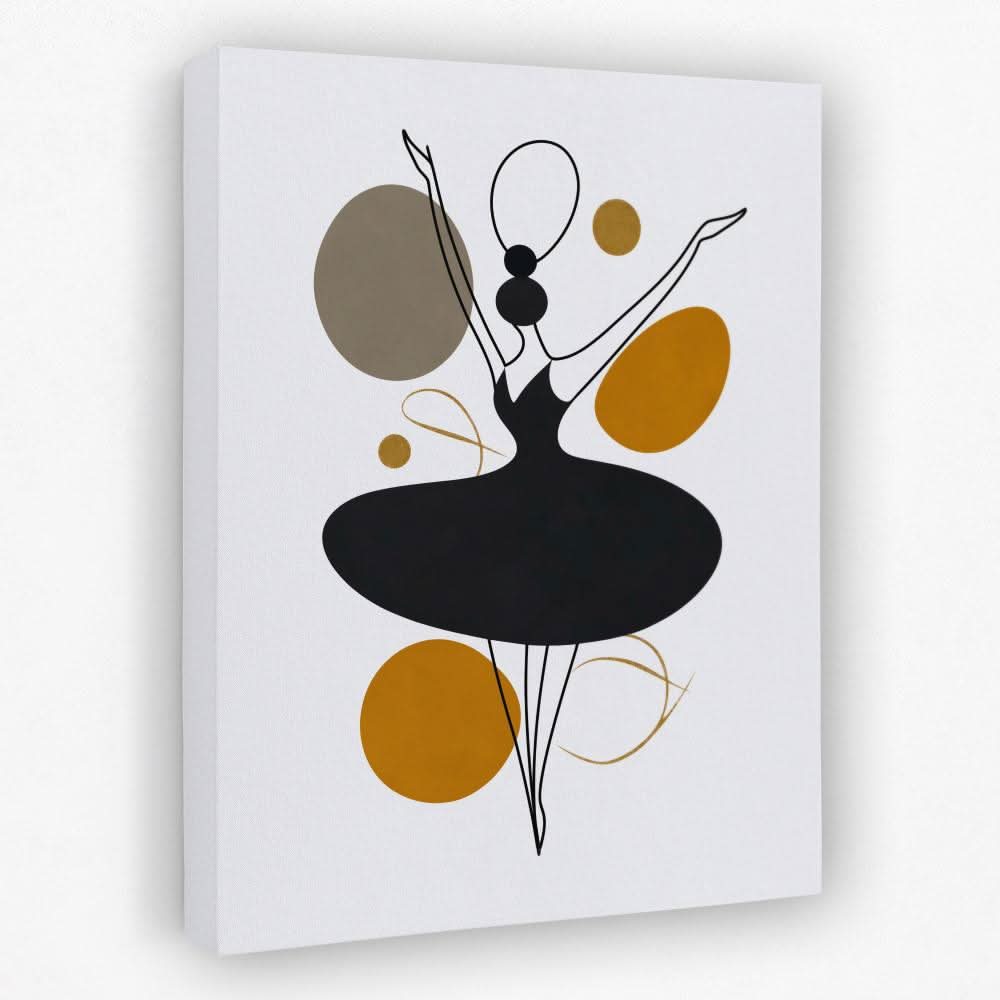 Tiny little Dancer - Black Gold and White Canvas Wall Art