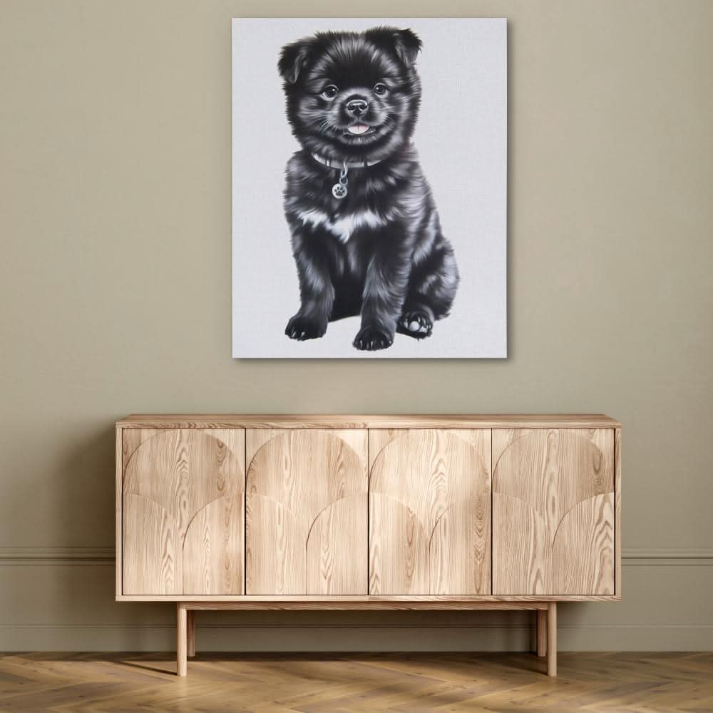 Tiny Pup with Paw Tag - Baby Animal Art for Kids Room