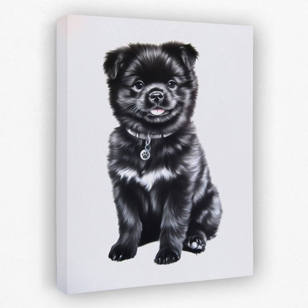 Tiny Pup with Paw Tag - Baby Animal Canvas Wall Art