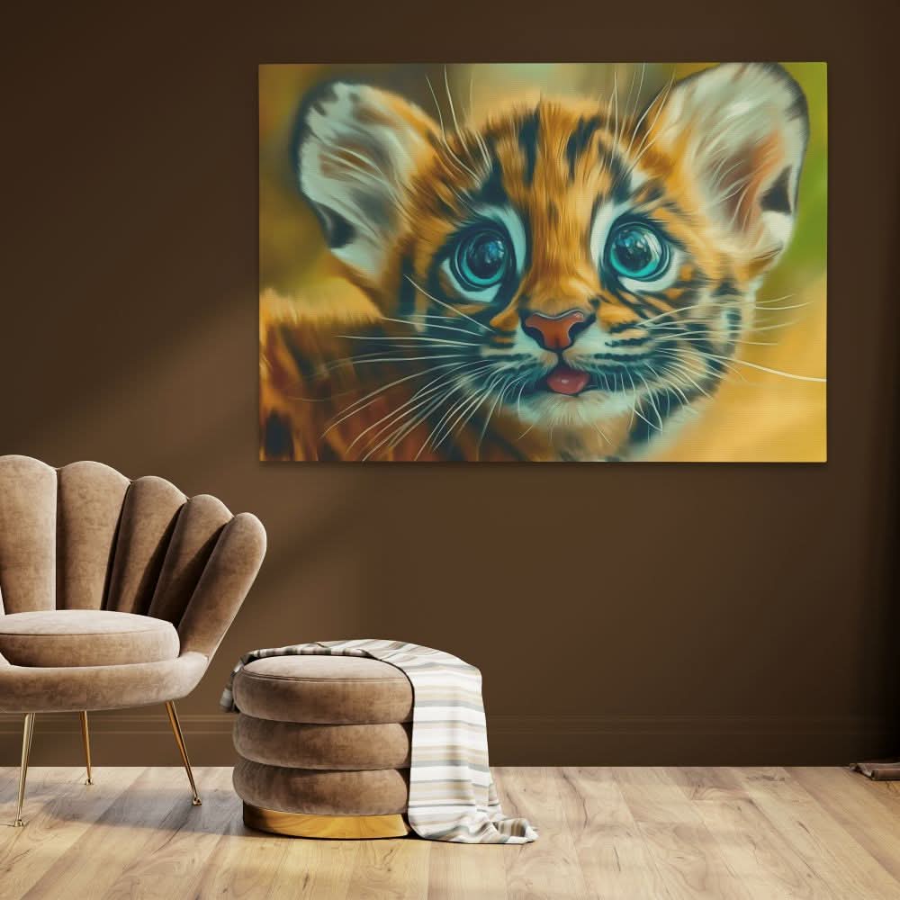 Tiny Roar - Modern Brown Canvas Wall Art