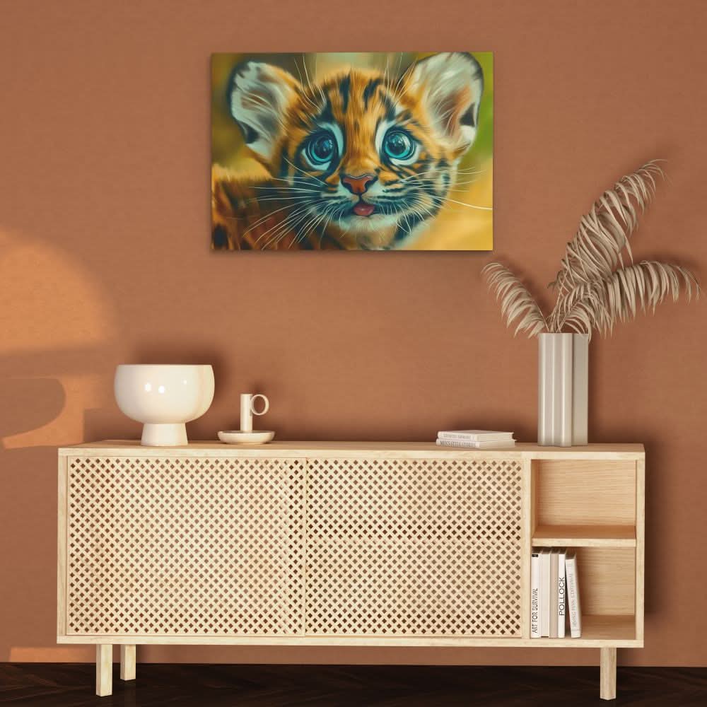 Tiny Roar - Baby Animal Wall Art in Black Frame