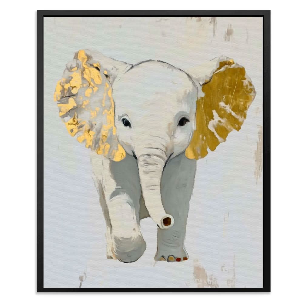 Tiny Trunk - Gold Elephant Canvas Print