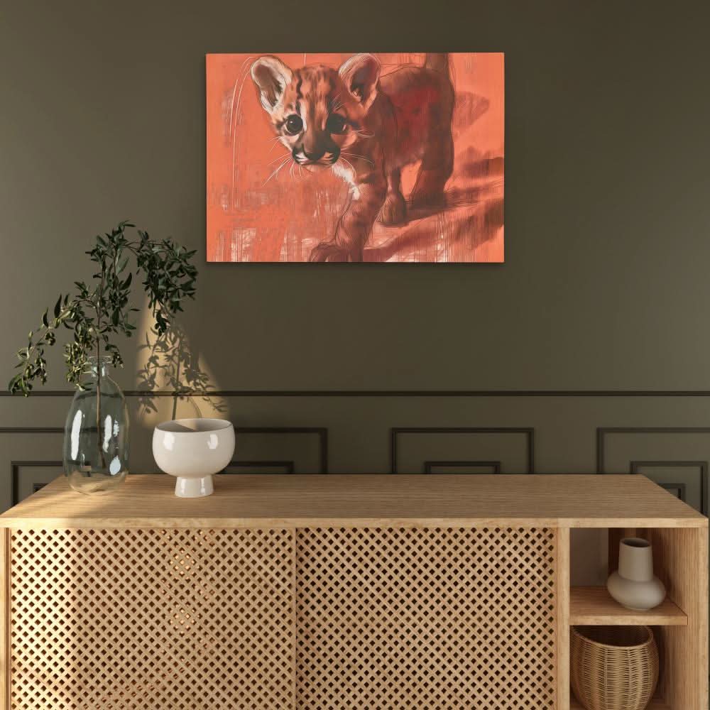 Tiptoeing Cub - Large Canvas Print