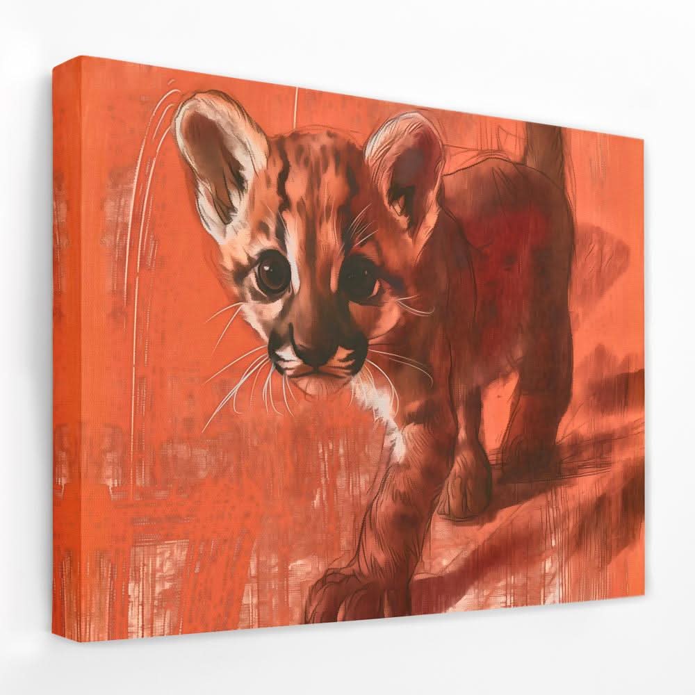 Tiptoeing Cub - Animals Canvas Wall Art