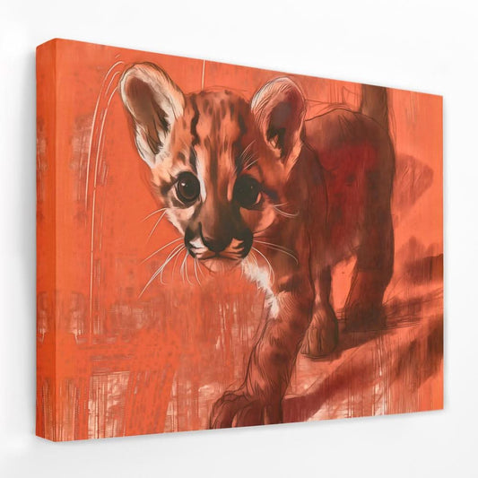 Tiptoeing Cub - Animals Canvas Wall Art