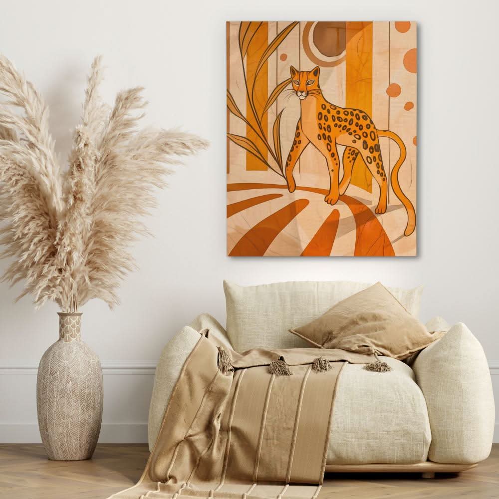 Tiptoeing Leopard - Oversized Animals Canvas Wall Art