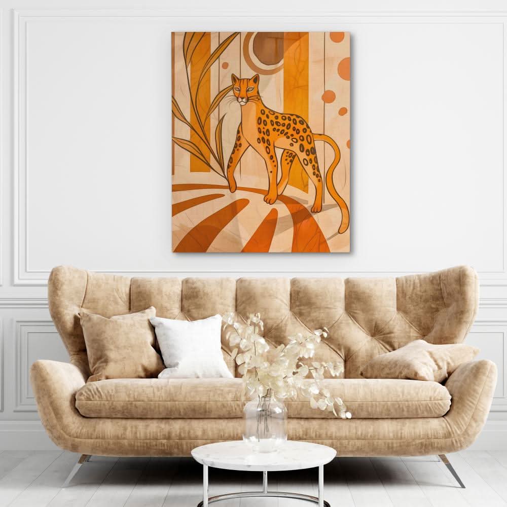 Tiptoeing Leopard - Minimalist Wall Art Print