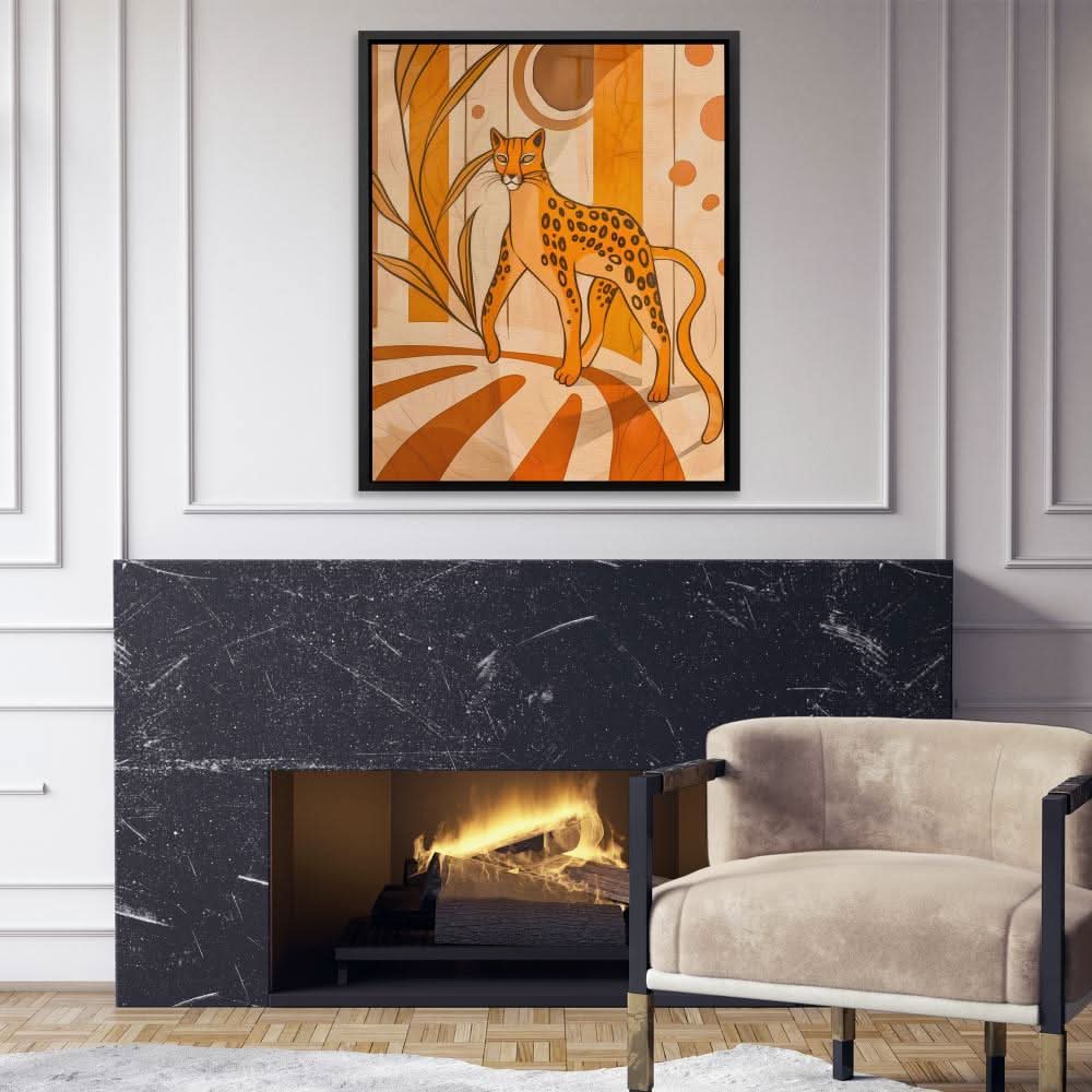 Tiptoeing Leopard - Brown Big Cat Canvas Print