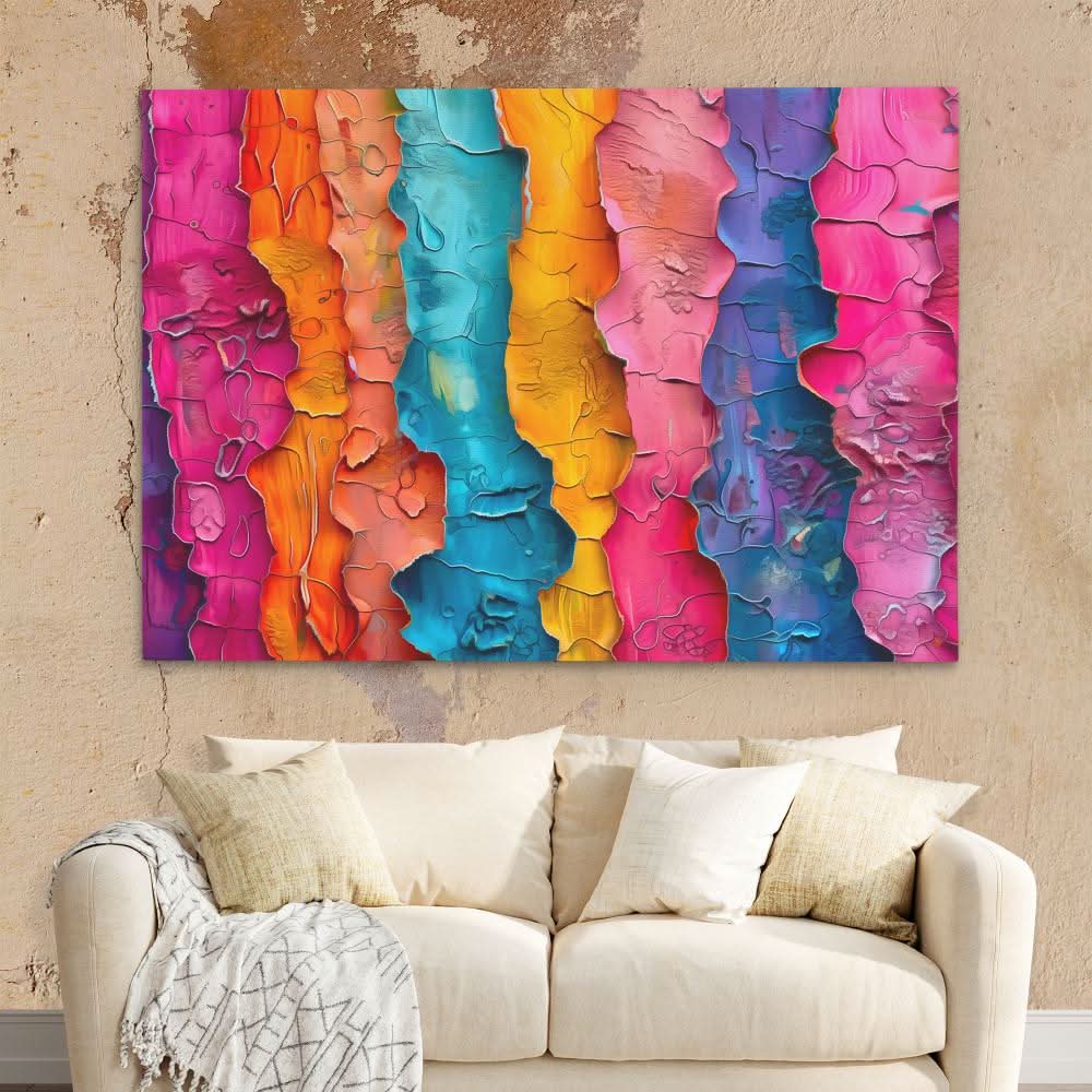 Torn Colors - Rainbow Wall Art in Black Frame
