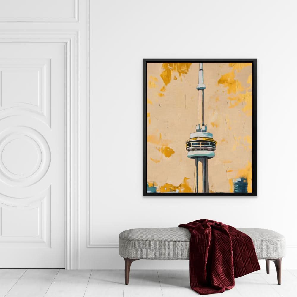 Toronto’s Sky-High Icon - Beige Wall Art for Home Office