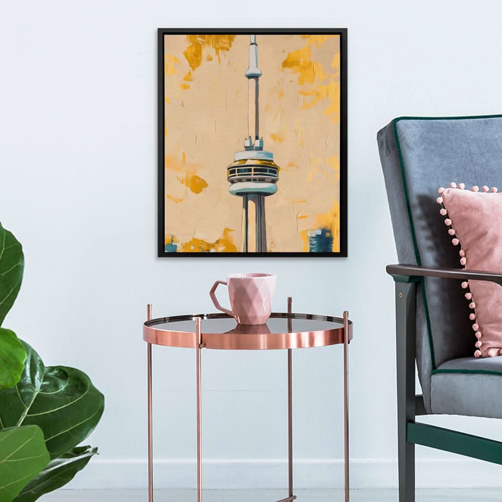 Toronto’s Sky-High Icon - Beige Canvas Wall Art