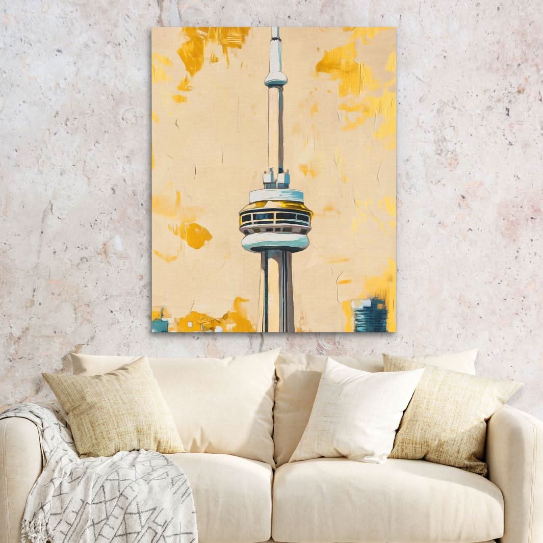 Toronto’s Sky-High Icon - Cityscapes Wall Art in Black Frame