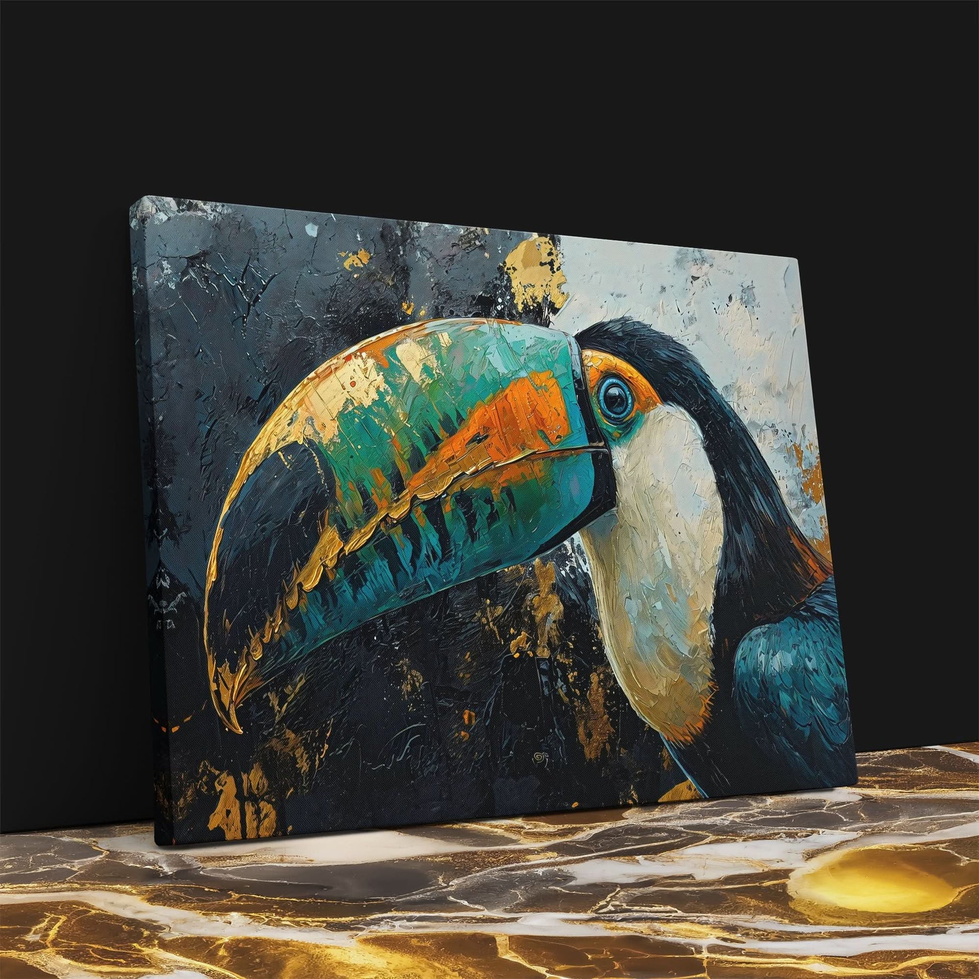 Toucan Beak - Teal Canvas Wall Art