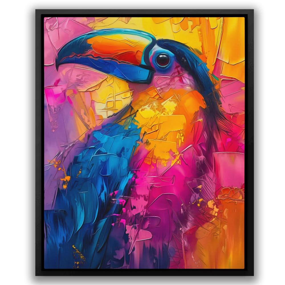 Toucan Portrait - Maximalist Colorful Canvas Wall Art