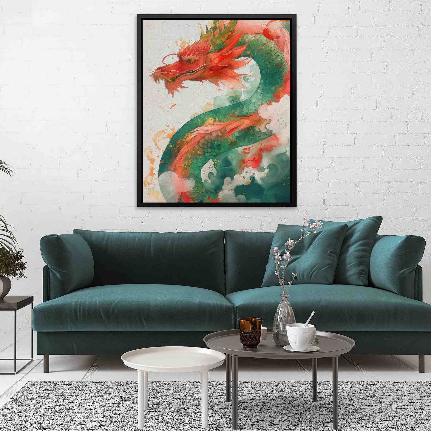 Traditional Dragon - Green Wall Art