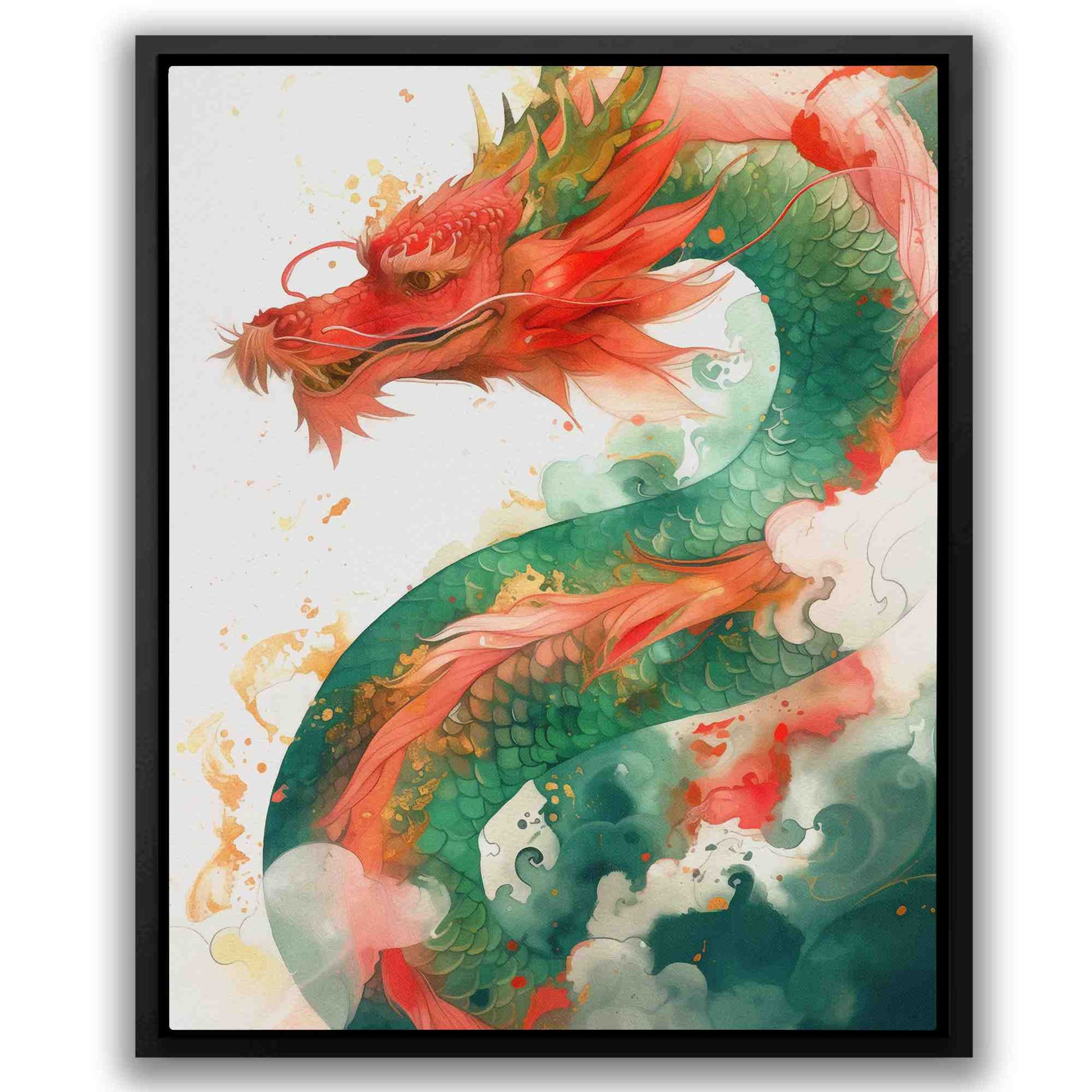 Traditional Dragon - Green Chinese Canvas Print