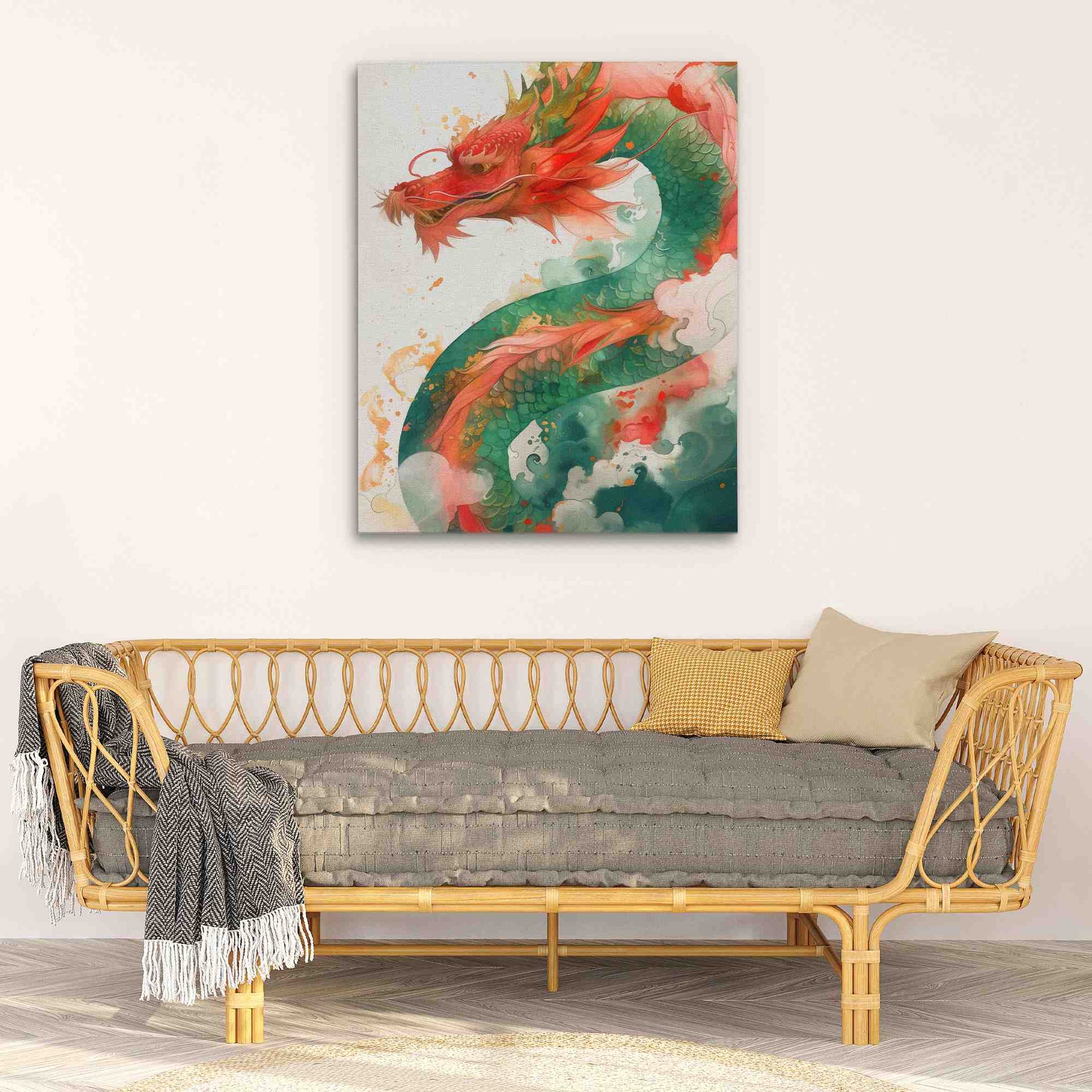Traditional Dragon - Fantasy Wall Art in Black Frame