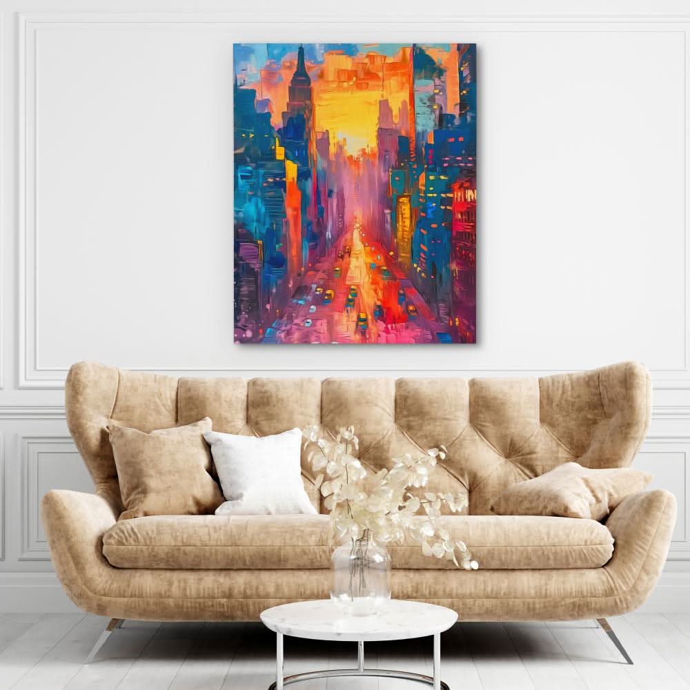 Traffic in the City - Abstract Wall Art in Black Frame