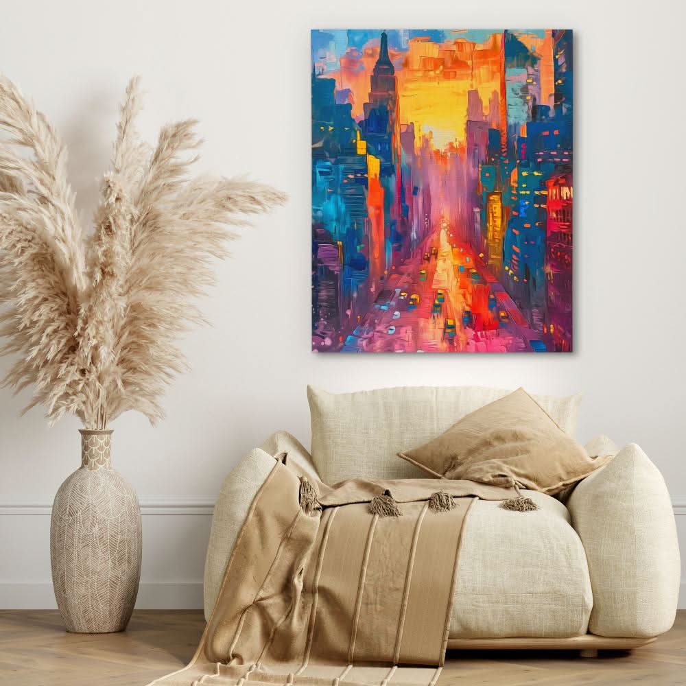 Traffic in the City - Blue Wall Art for Lounge