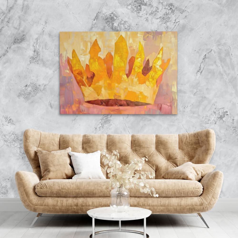 Tranquil Crown - Abstract Gold Canvas Wall Art