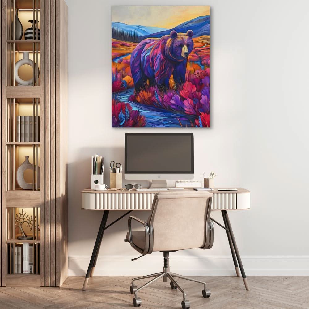 Tranquil Meadow - Blue Bear Canvas Print