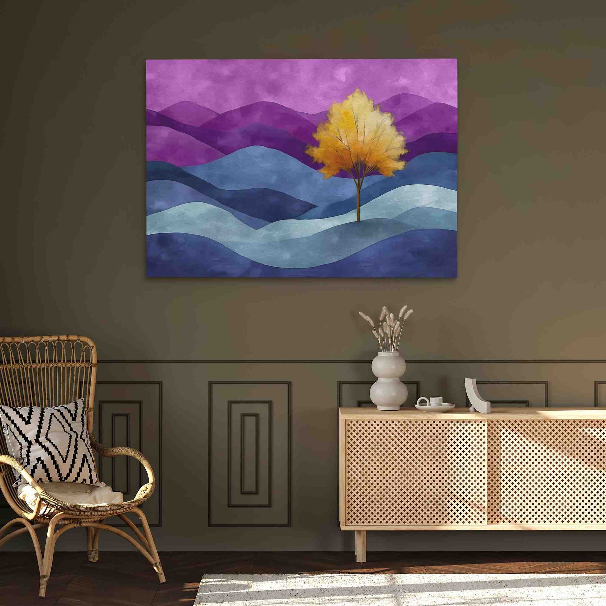 Tree of Gold - Blue Horizontal Canvas Print