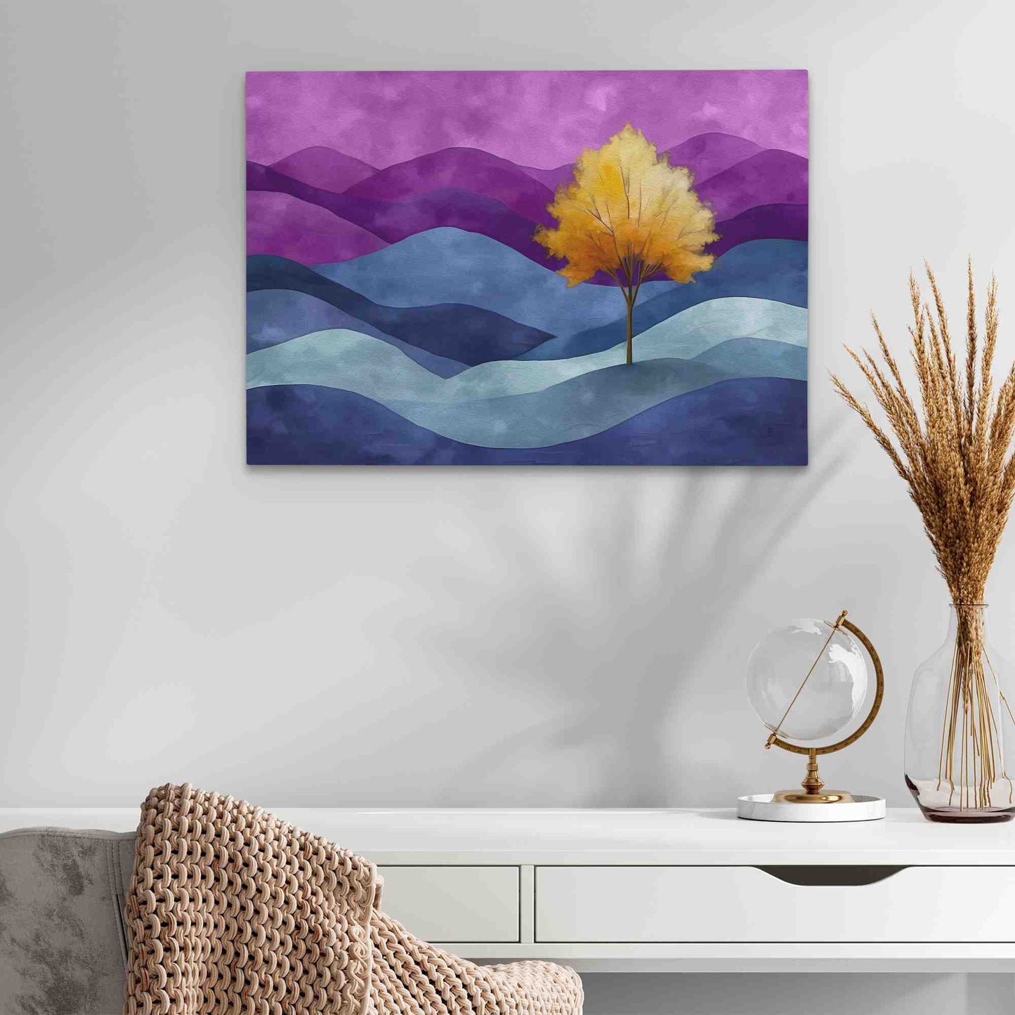 Tree of Gold - Blue Wall Art for Lounge