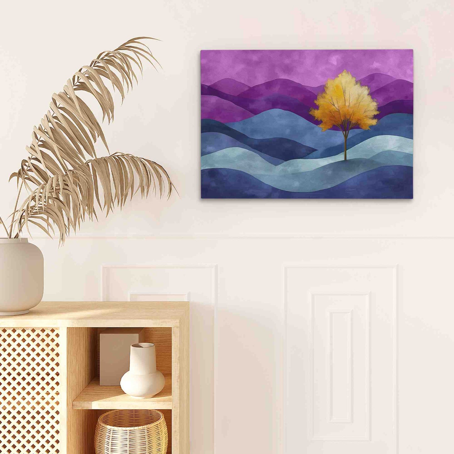 Tree of Gold - Blue Canvas Wall Art