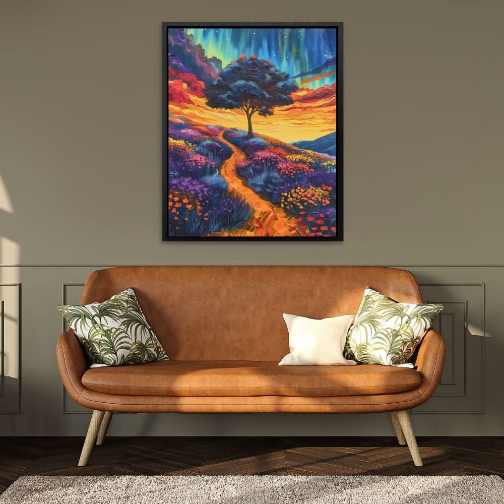 Tree of Happiness - Nature Wall Art in Black Frame