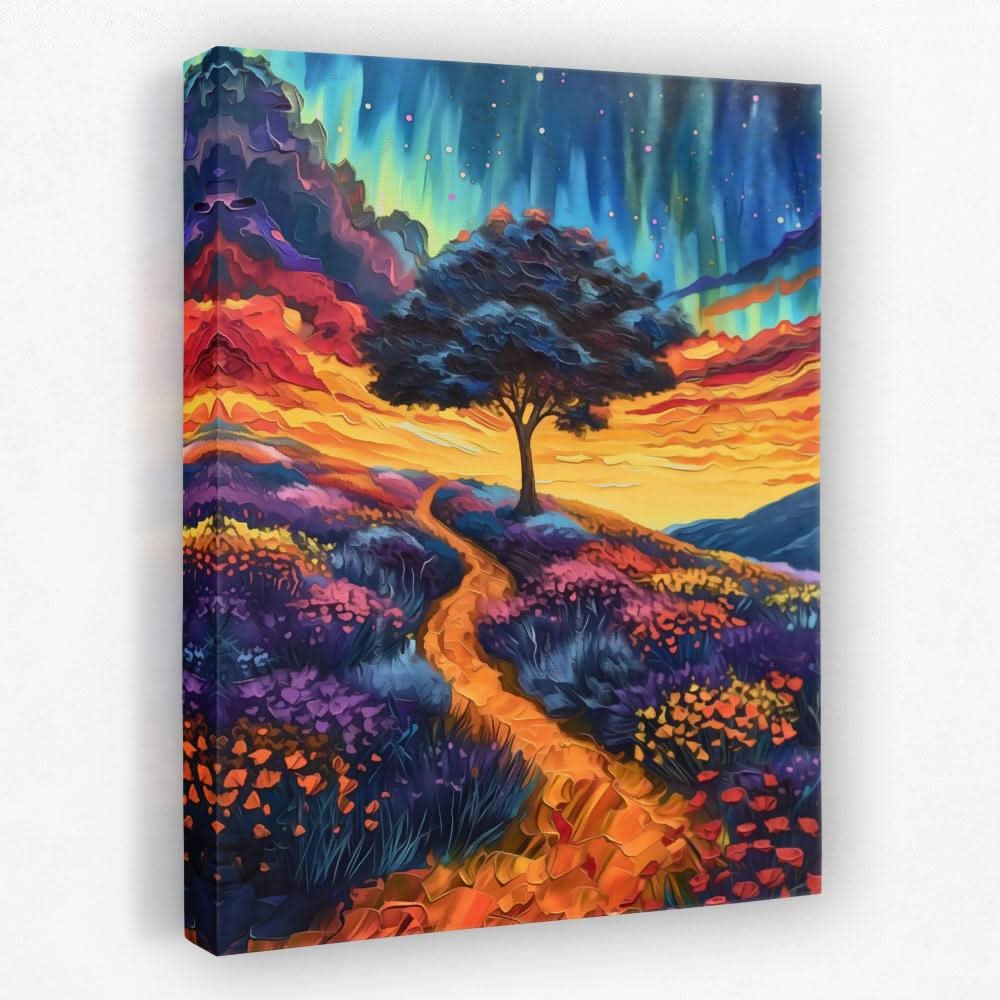 Tree of Happiness - Hills Canvas Wall Art