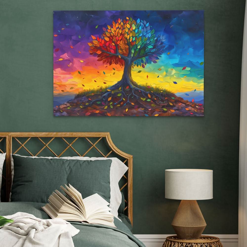 Tree of Rainbows - Abstract Wall Art in Black Frame