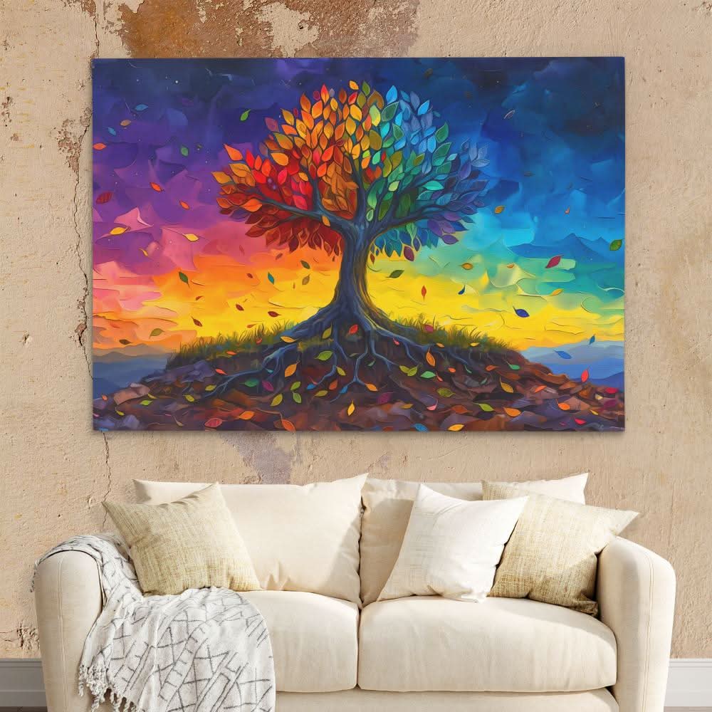 Tree of Rainbows - Rainbow Wall Art in Black Frame