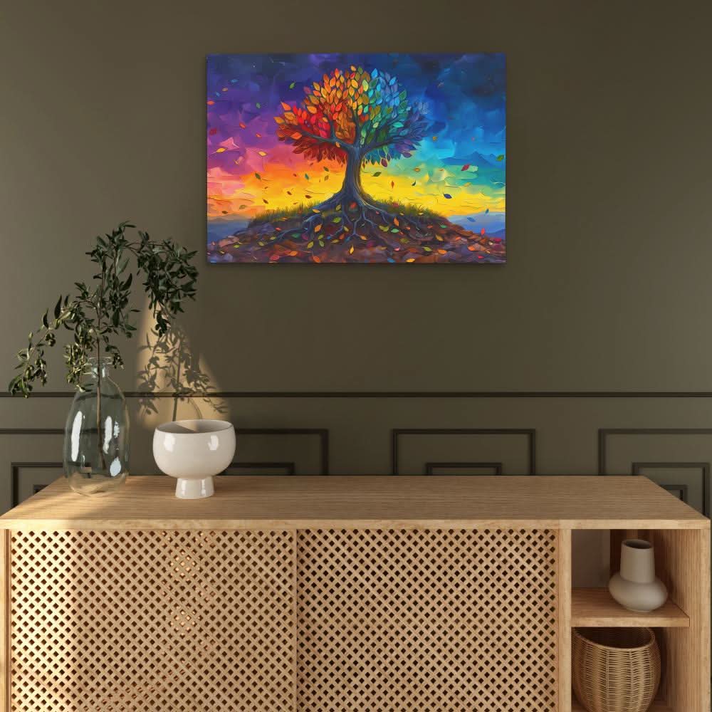 Tree of Rainbows - Large Abstract Canvas Print