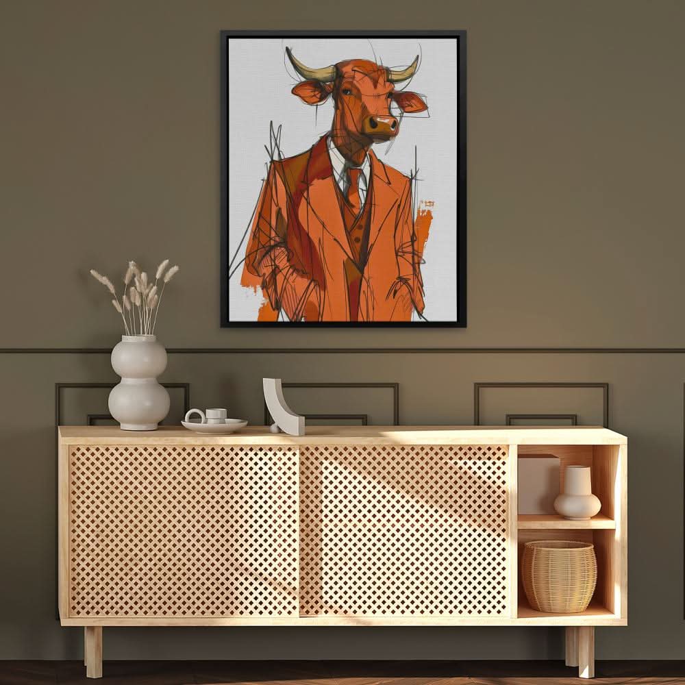 Trench Coat Bull - Brown Bold Canvas Print