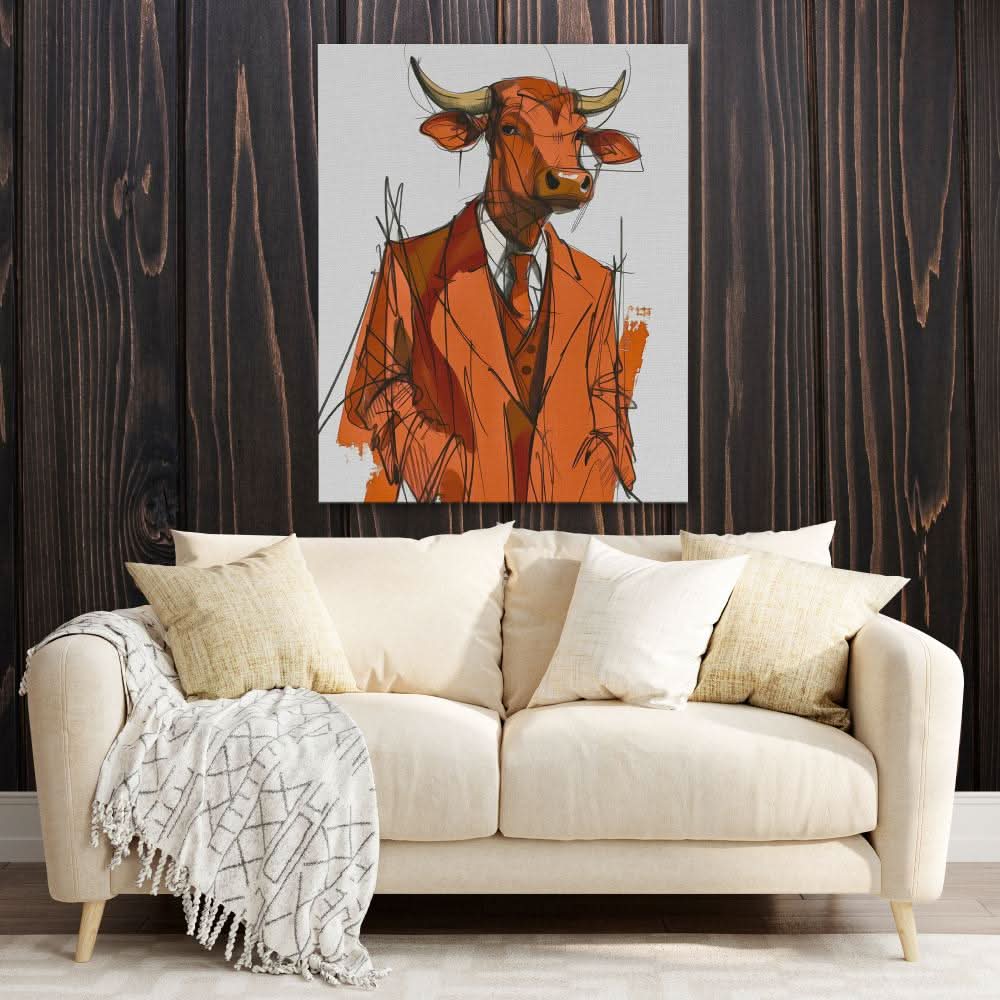 Trench Coat Bull - Animals Art for Lounge