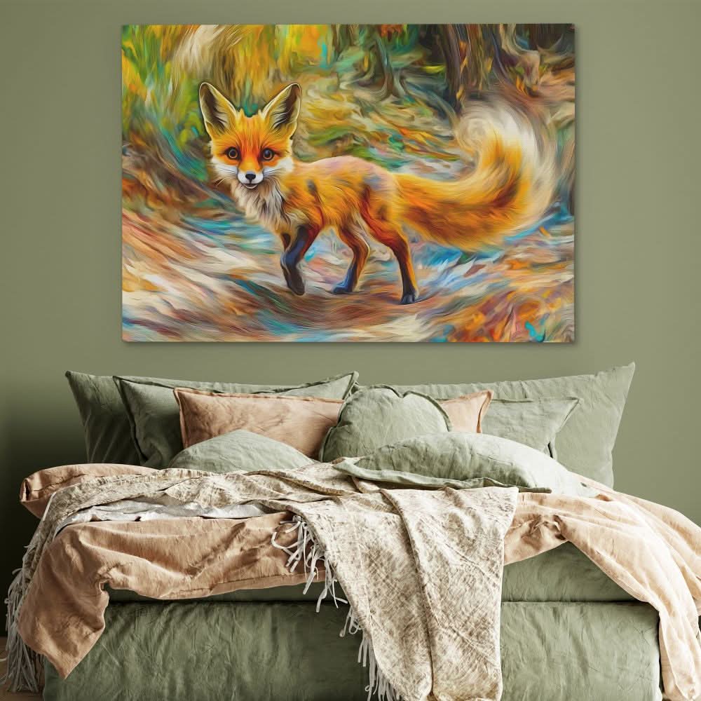 Tripping Fox - Wall Art in Black Frame
