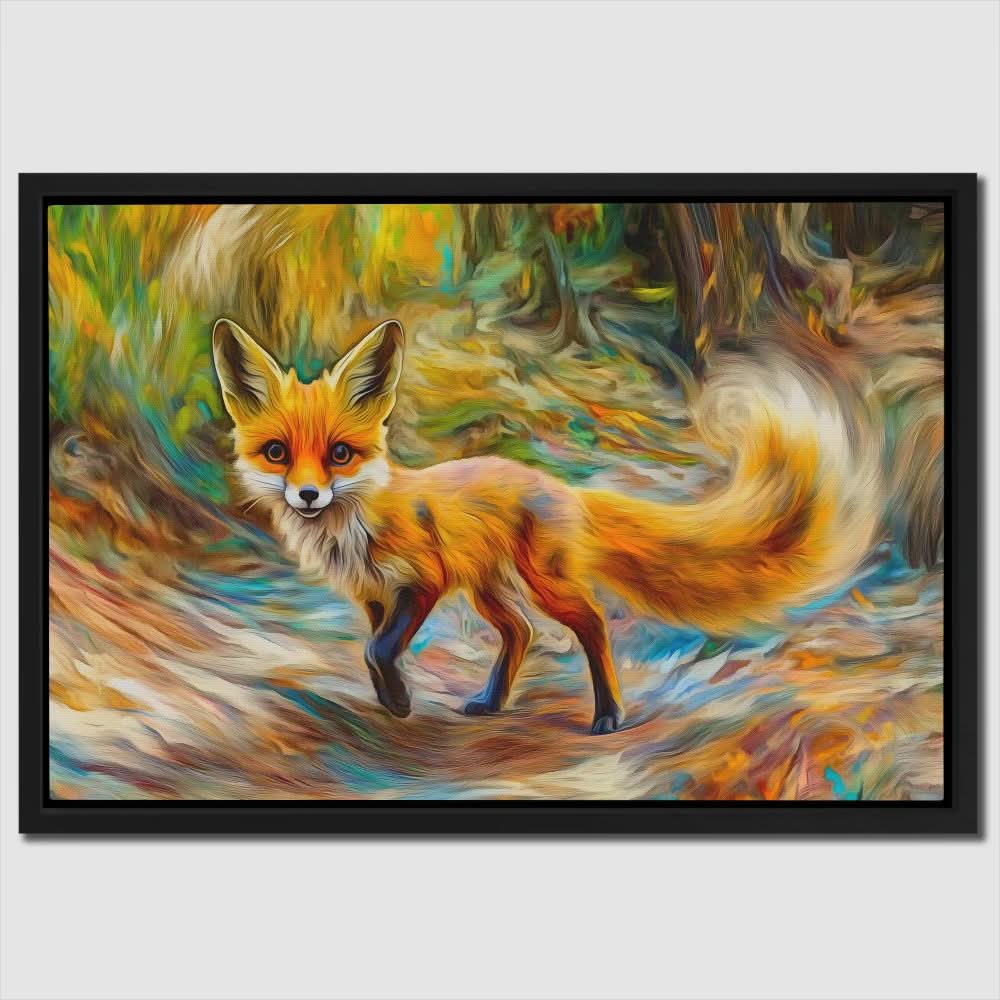 Tripping Fox - Blue Nature Canvas Print