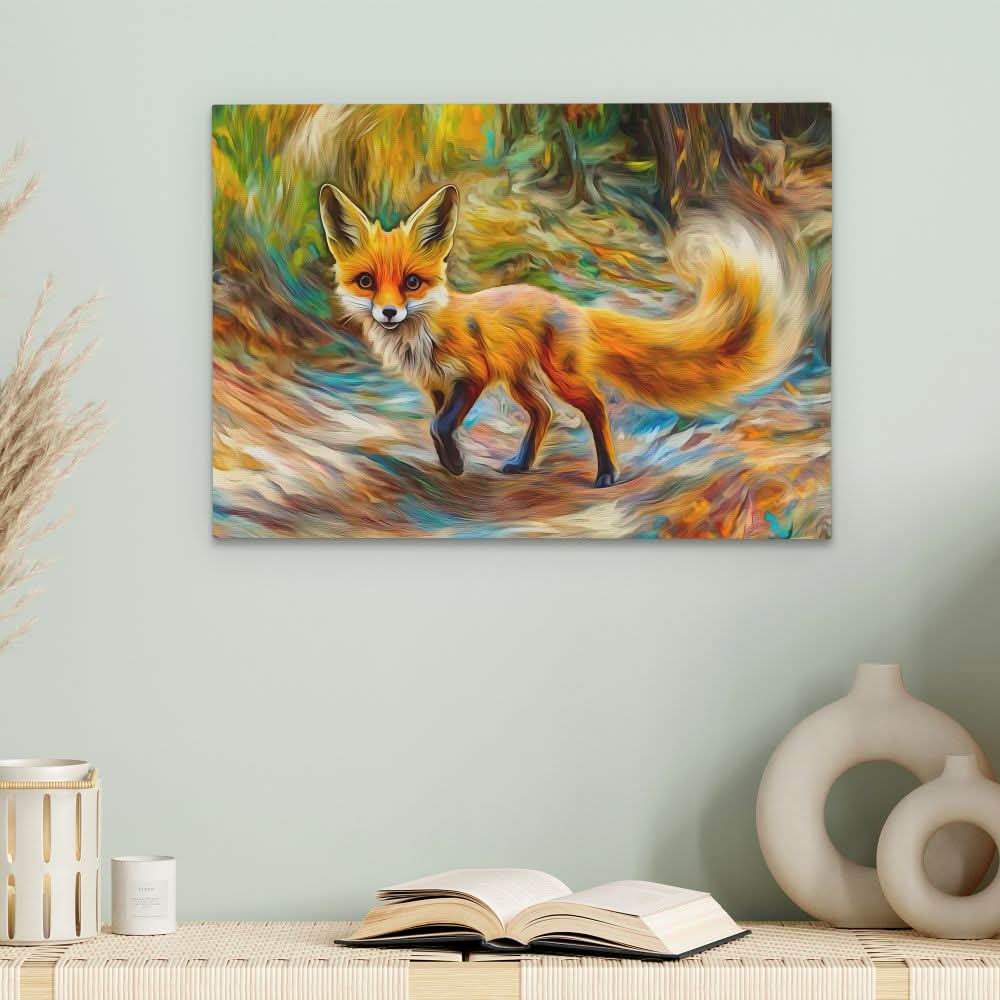Tripping Fox - Blue Wall Art for Kids Room
