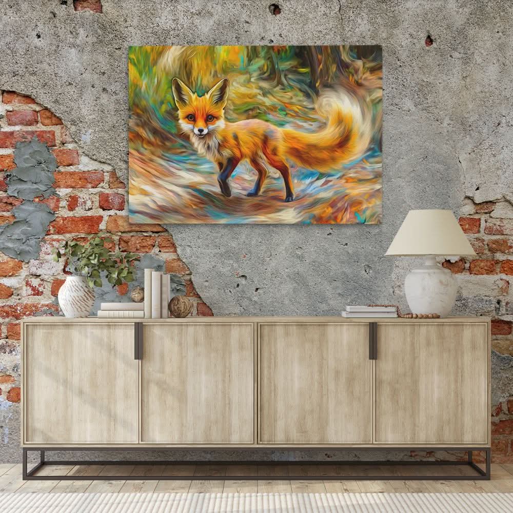 Tripping Fox - Blue Canvas Wall Art