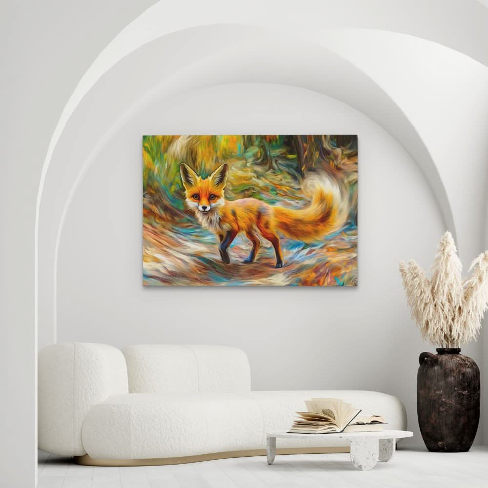 Tripping Fox - Nature Wall Art in Black Frame