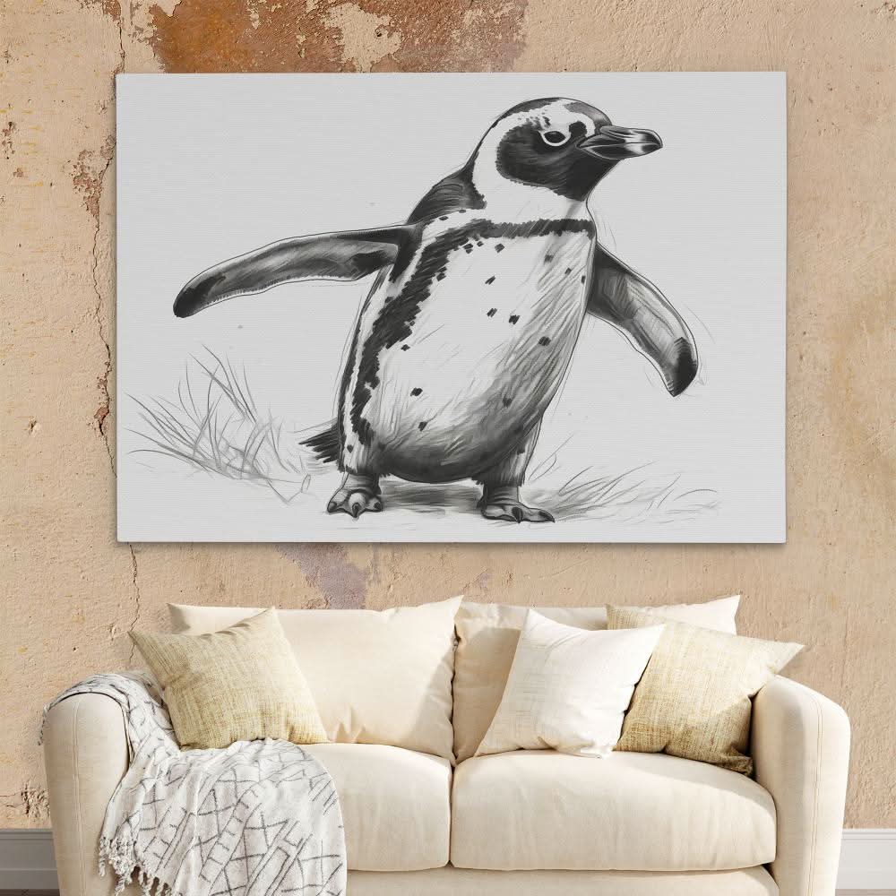 Trolling Penguin - Large Canvas Print