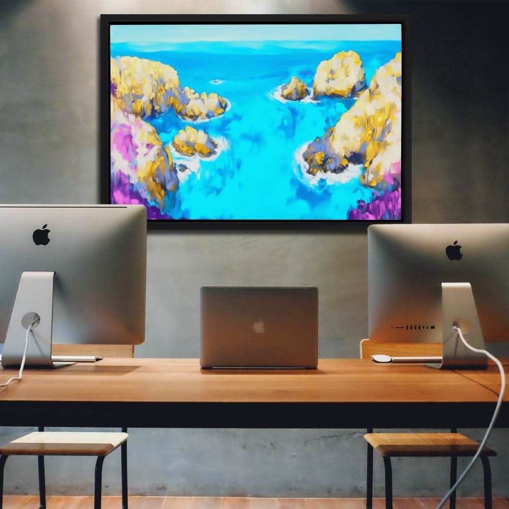 Tropical Blue Bay - Blue Canvas Wall Art