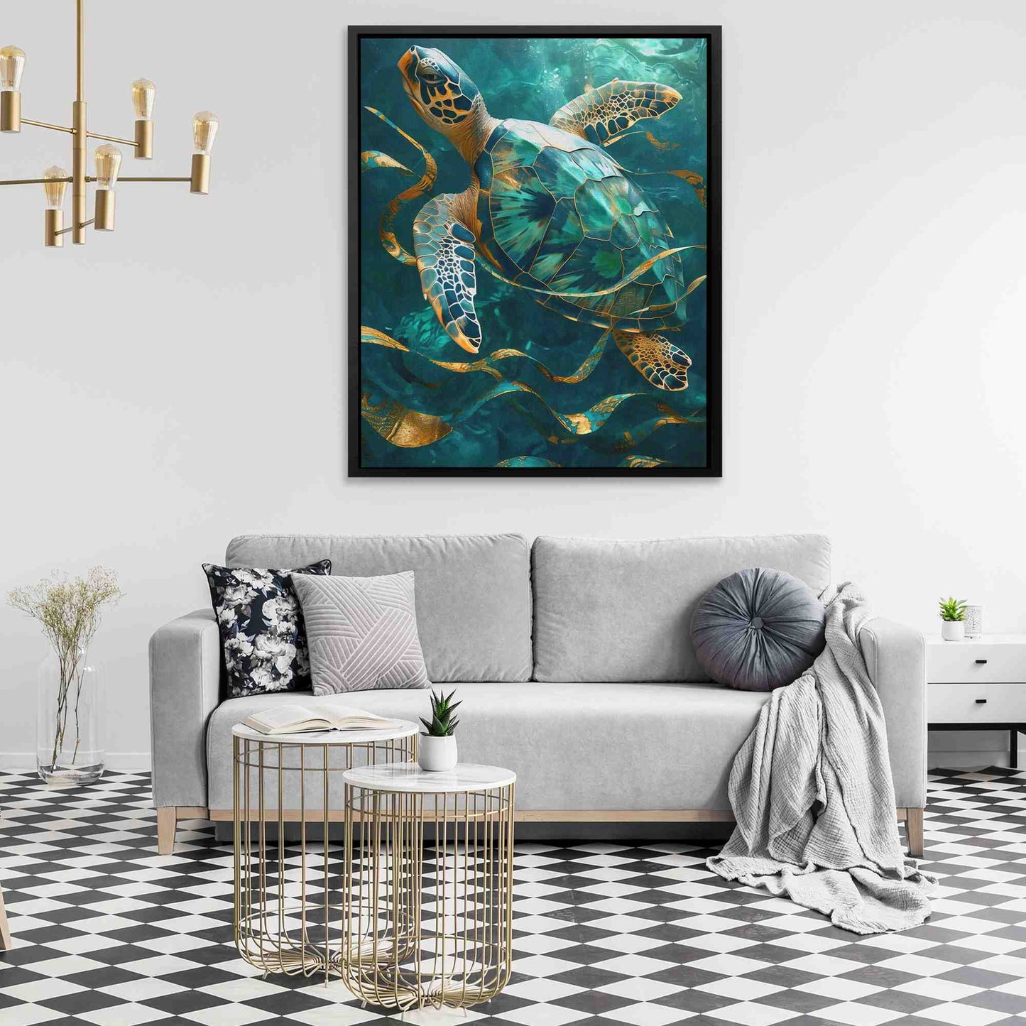 Tropical Escape - Emerald Wall Art in Black Frame