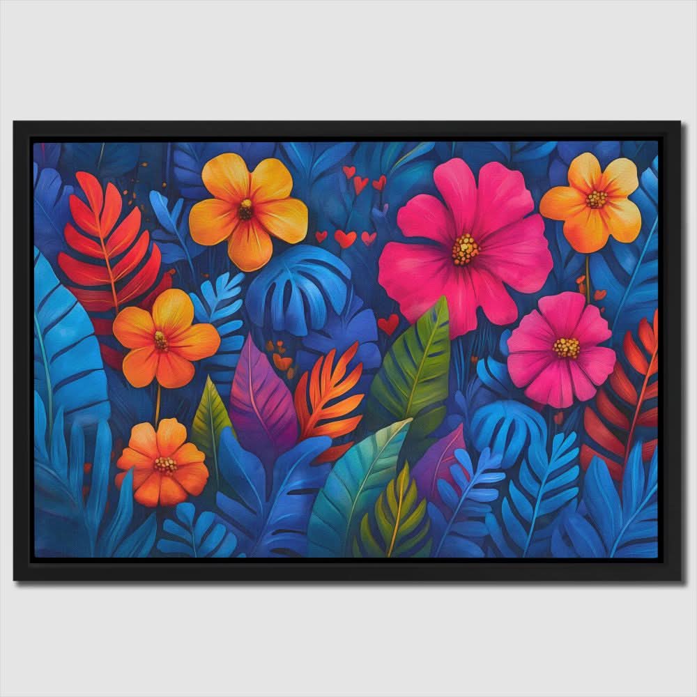 Tropical Flowers and Leaves - Entryway Art for Creative Studio