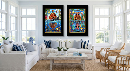 Tropical King & Queen Canvas Set - Hawaii Clubs gallery-wrap canvas in a room