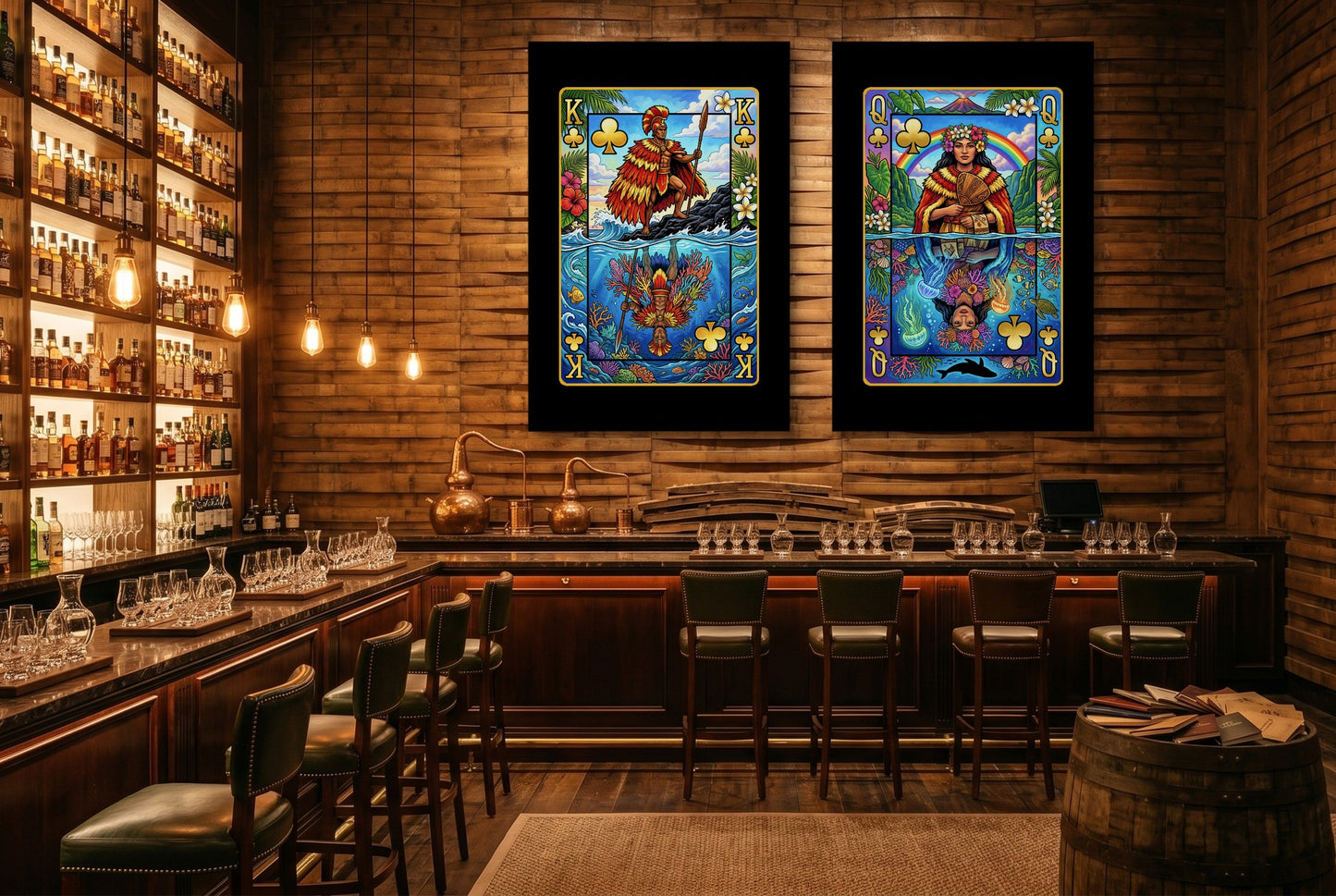 Tropical King & Queen Canvas Set - Hawaii Clubs gallery-wrap canvas in a room
