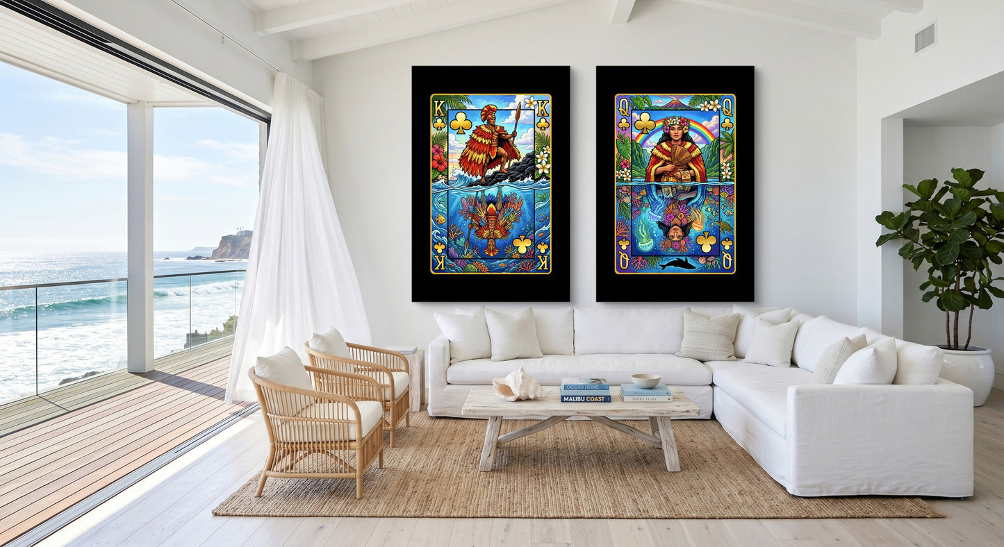 Tropical King & Queen Canvas Set - Hawaii Clubs gallery-wrap canvas in a room